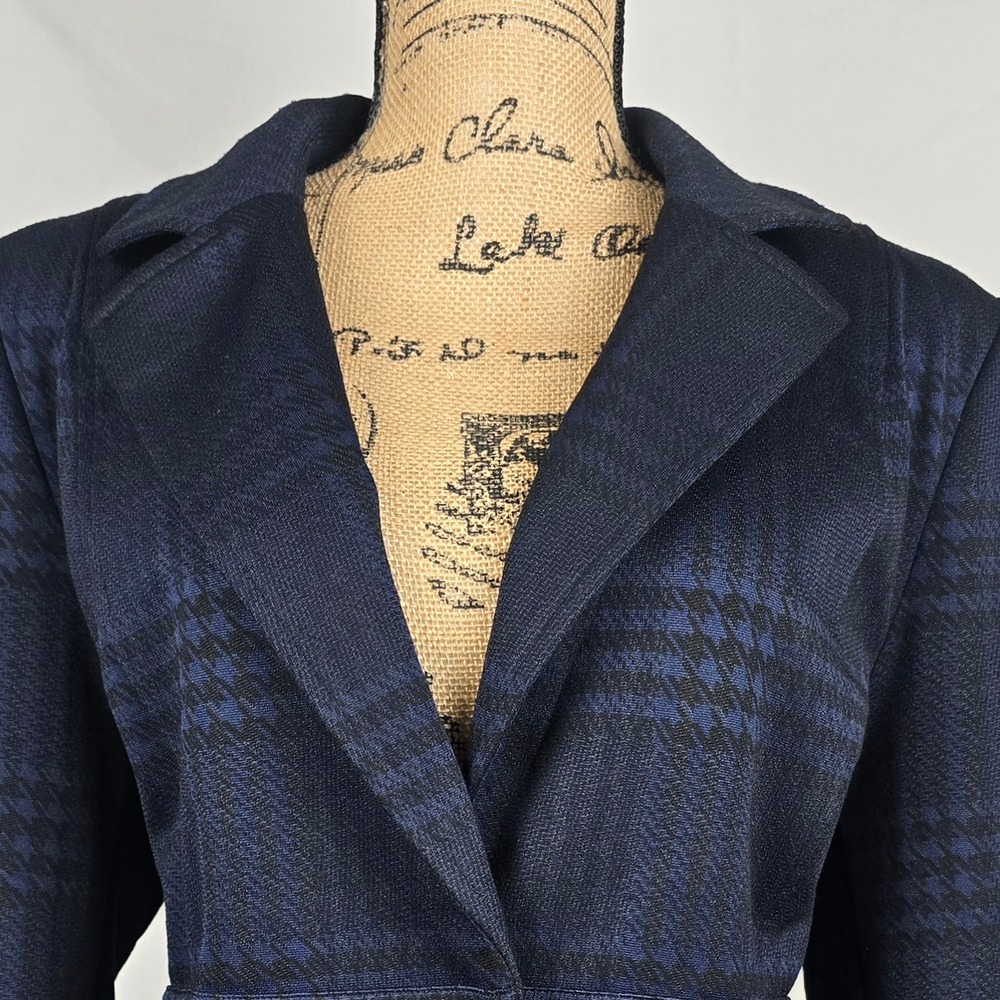 Cabi Regency Women's Blazer Navy Blue Black Plaid Single Button Career Jacket L - Picture 5 of 16